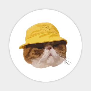 Cute cat face with yellow hat Magnet